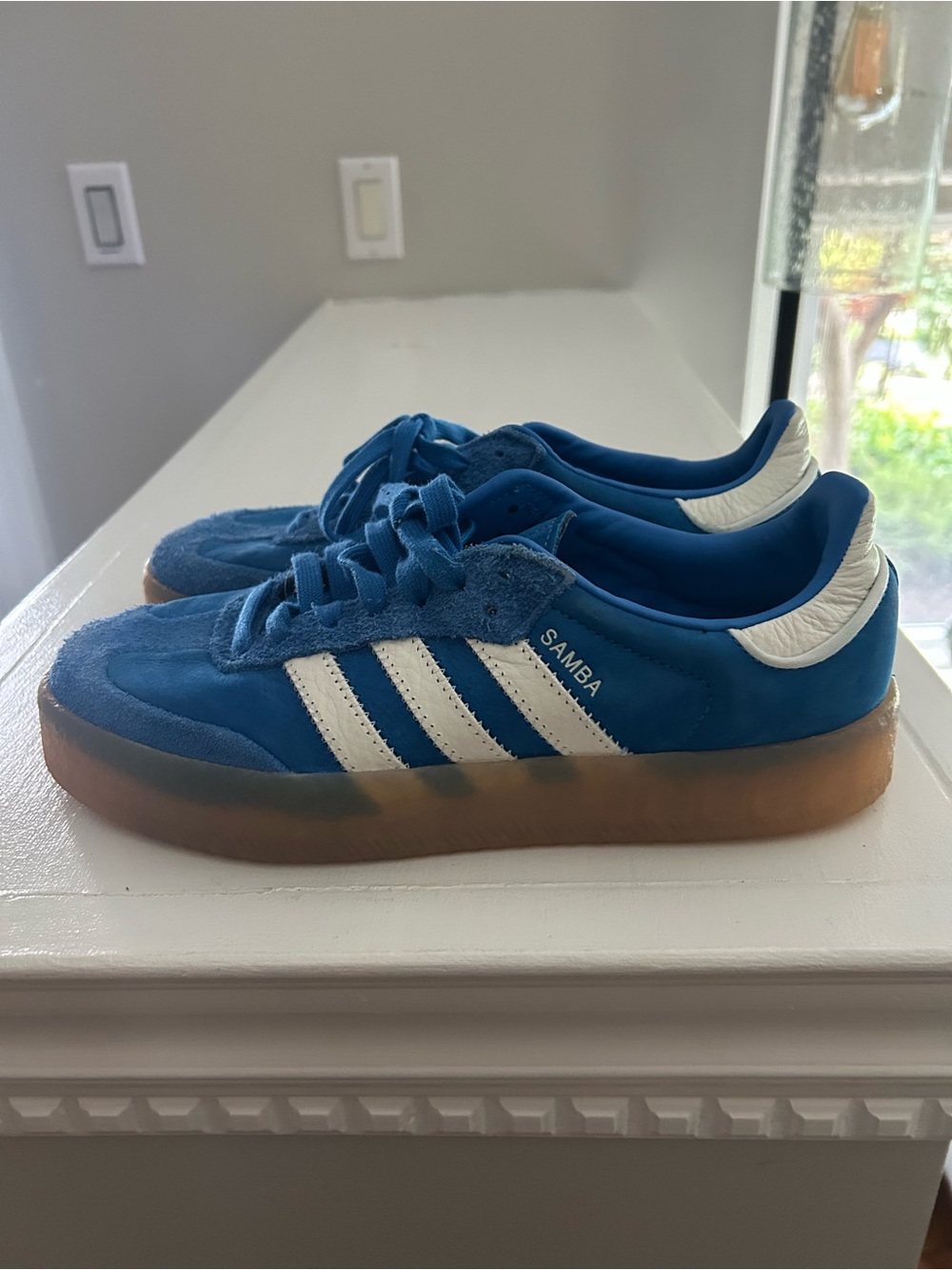 RARE Blue Suede Adidas Platform Samba Limited Edition Size 9